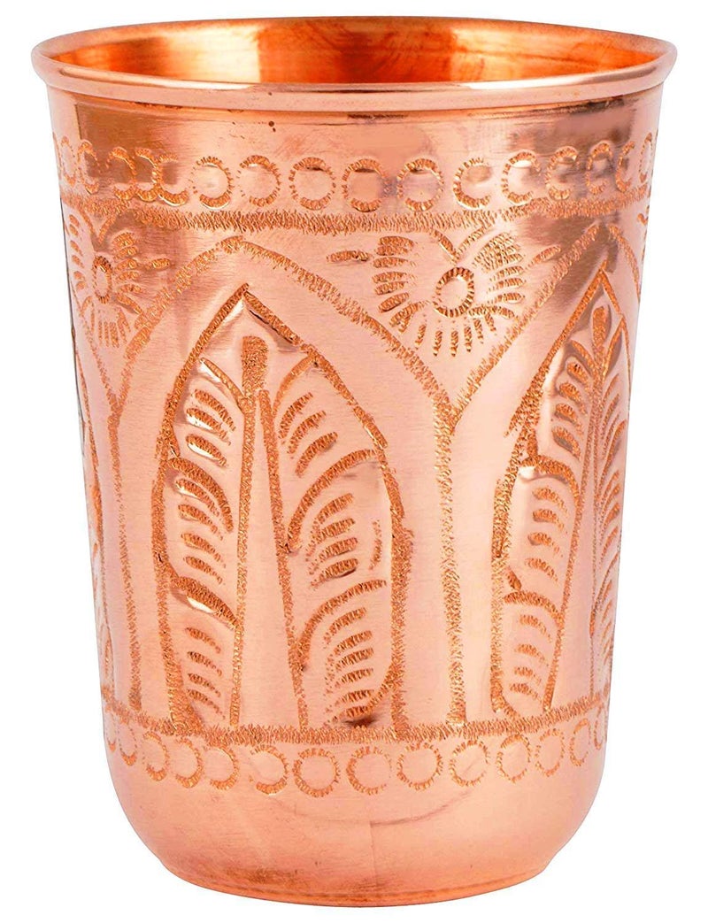 KBB Copper Glass Hand Art Design Copper tumblersVesselsTumbler 250 ml KBB016 Pack of 1 - Image 3