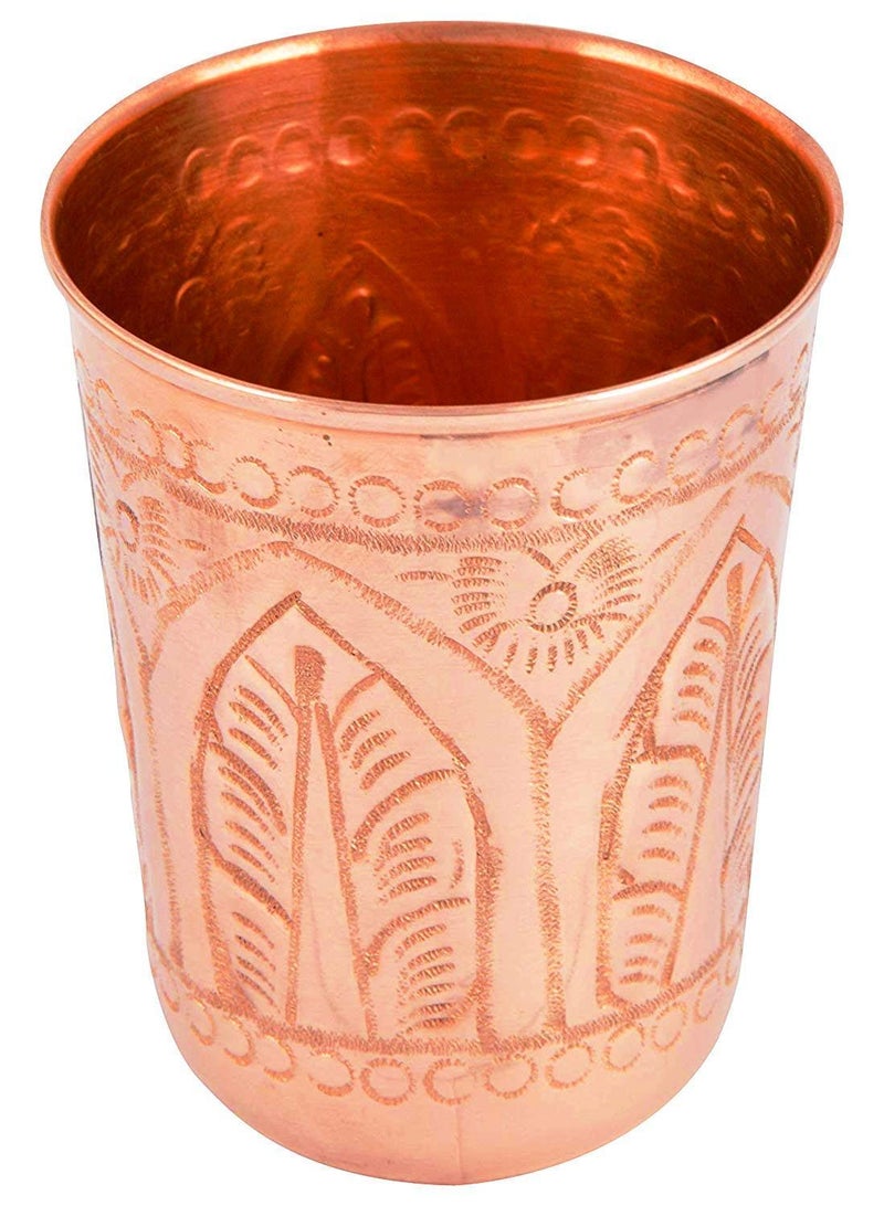 KBB Copper Glass Hand Art Design Copper tumblersVesselsTumbler 250 ml KBB016 Pack of 1 - Image 2