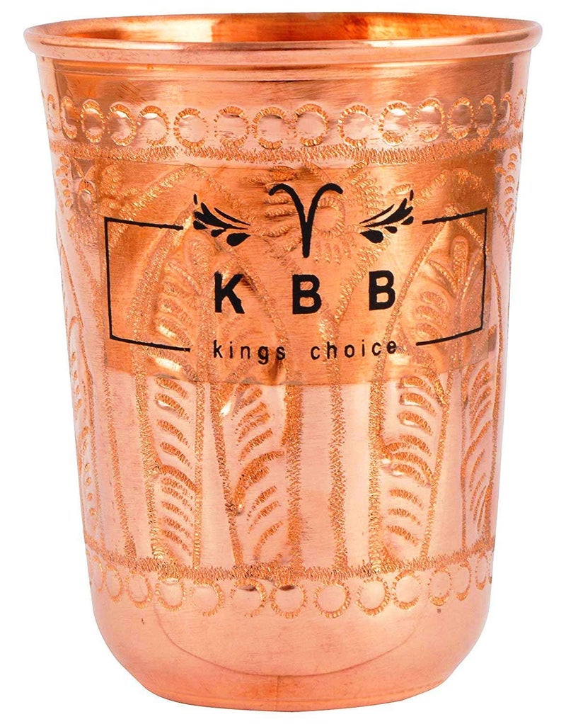 KBB Copper Glass Hand Art Design Copper tumblersVesselsTumbler 250 ml KBB016 Pack of 1 - Image 1