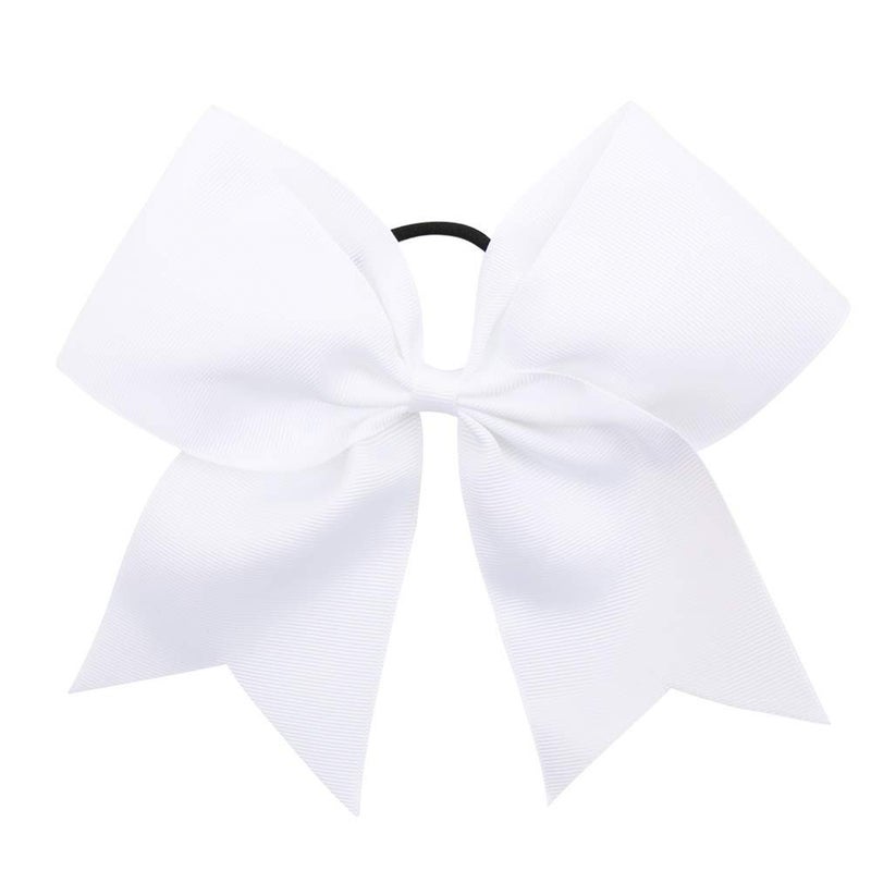 Oaoleer 8inch Jumbo Large Cheer Bows Ponytail Holder Elastic Band Handmade Boutique Hair Accessories for Cheerleading Teen Girls College Women Sports (1PCS, White) - Image 2