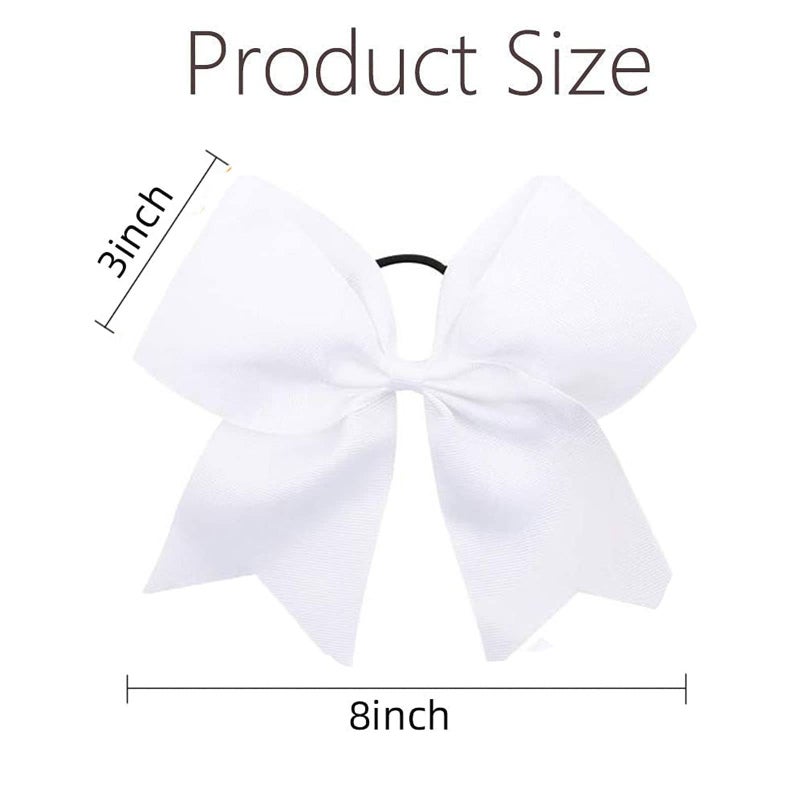 Oaoleer 8inch Jumbo Large Cheer Bows Ponytail Holder Elastic Band Handmade Boutique Hair Accessories for Cheerleading Teen Girls College Women Sports (1PCS, White) - Image 4
