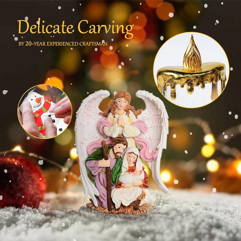 SUNFACE Christmas Snow Globes, 11.8" Nativity Glitter Water Lantern with Song, 6H Timer Battery & USB Powered Music Box for Christmas Decorations Indoor - Image 2