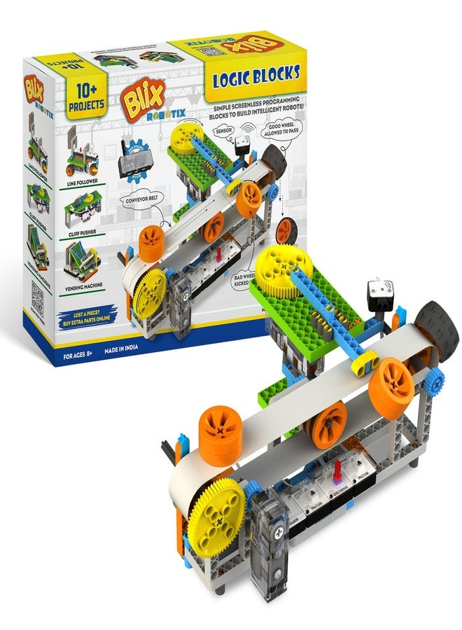 Blix Robotix Logic Blocks, 10+ Frames, Screenless Programming Kit for Ages 8+, Science Kit, Educational DIY Building Set, Construction Toys, Made in India - Image 1