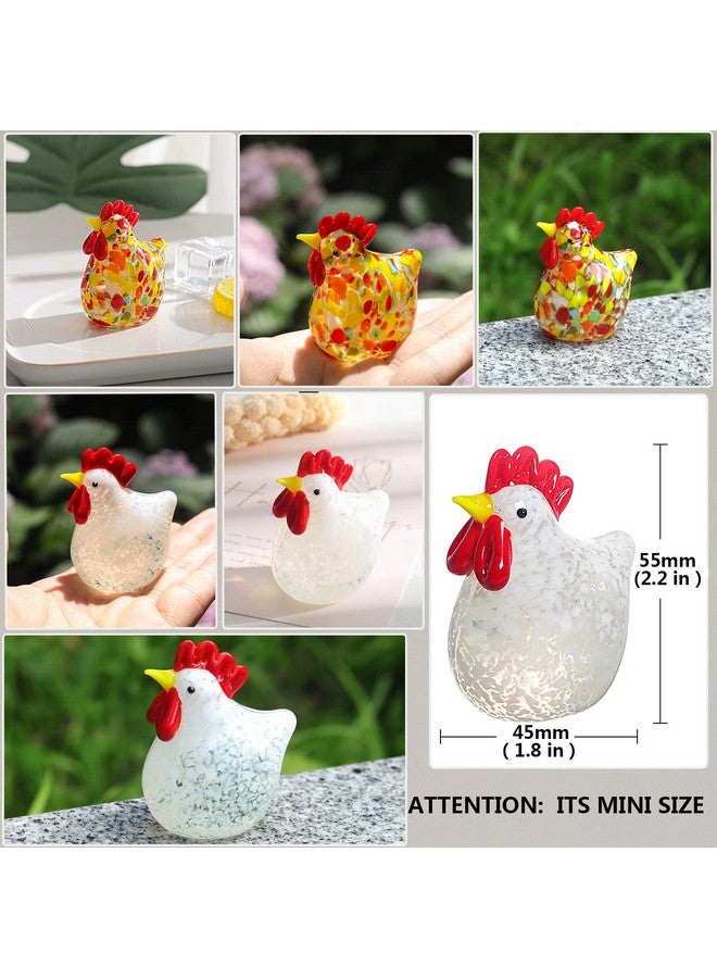 LONGWIN 2Pcs Mini Glass Chicken Figurine Hand Blown Art Glass Rooster Animal Statues Collectible Figurines Unique Gift Home Decor Ornaments - Image 5
