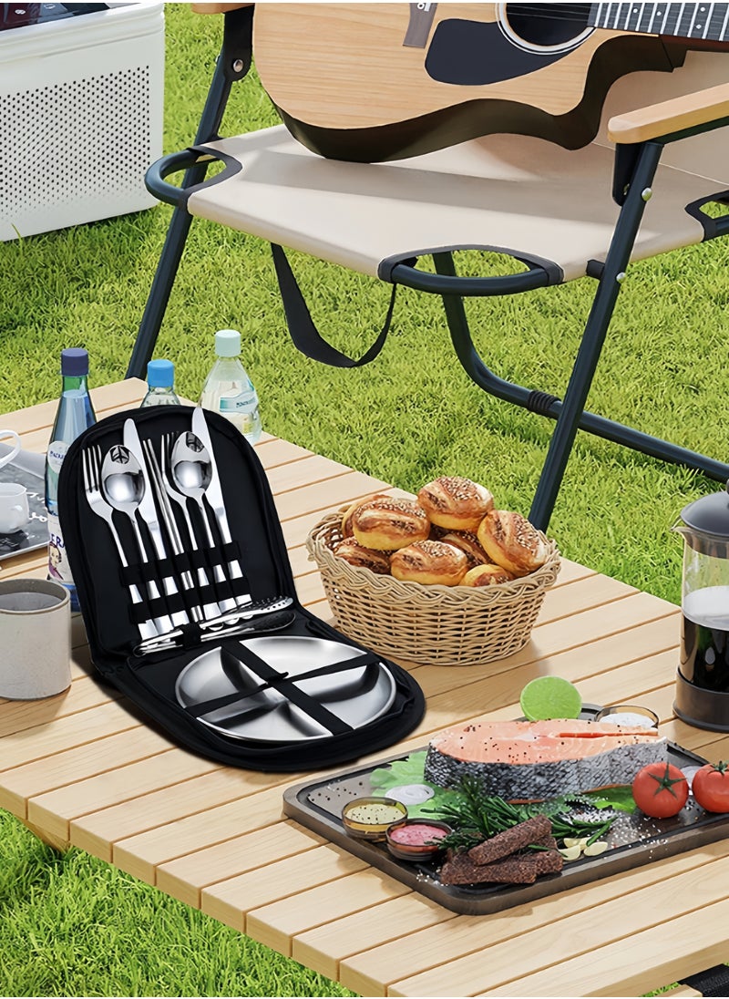 Generic Camping cutlery set, 11-piece kitchen cutlery set with portable storage bag, 2-person stainless steel cutlery set for camp kitchen barbecue  - Image 5
