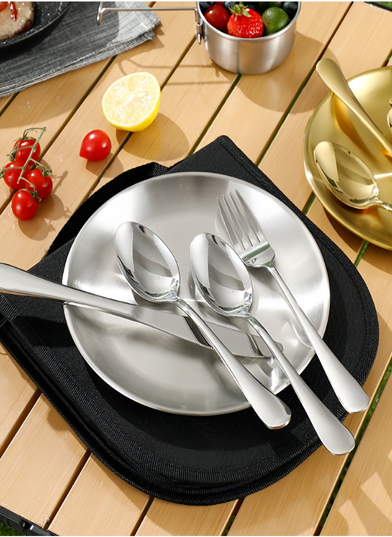 Generic Camping cutlery set, 11-piece kitchen cutlery set with portable storage bag, 2-person stainless steel cutlery set for camp kitchen barbecue  - Image 4