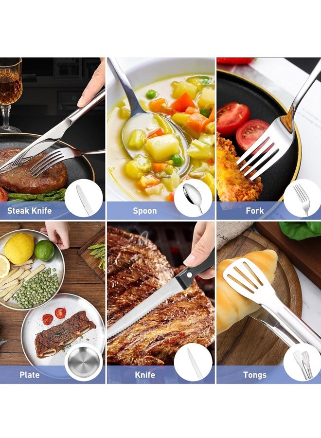 2 Person Stainless Steel Cutlery Set, 11Pieces Camping Stainless Steel Cutlery Set with Fork, Knife, Spoon, Plate and Clamp, Outdoor Camping Picnic Hiking Portable Picnic Stainless Steel Cutlery Set - Image 5