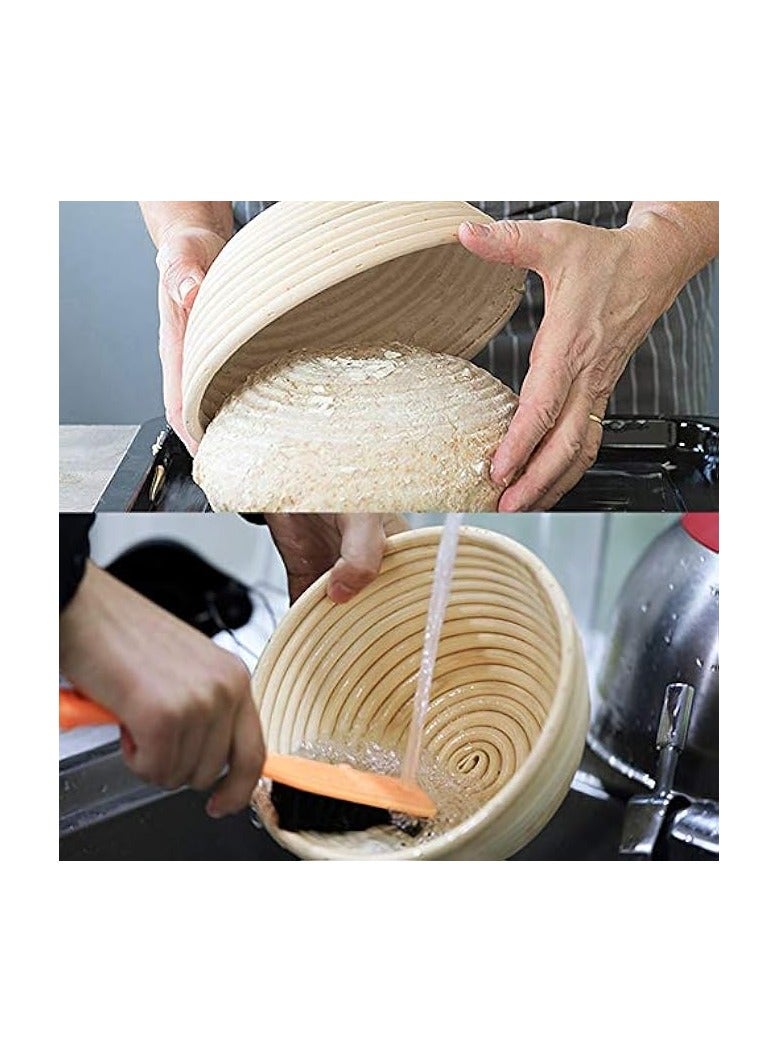 erorex Bread Proofing Basket Set - Handmade 9 Inch Round & 10 Inch Oval for Dough Rising Fermentation Baking with Dough Scraper Linen Liner Cloth Bread Lame  - Image 5