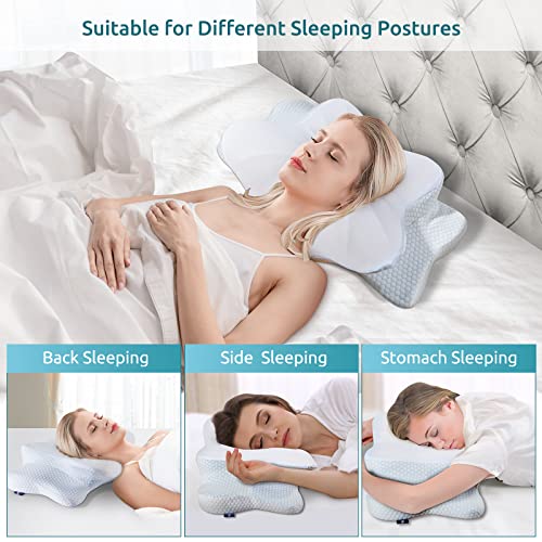 DONAMA Cervical Pillow for Neck Pain Relief,Contour Memory Foam Pillow,Ergonomic Orthopedic Neck Support Pillow for Side,Back and Stomach Sleepers with Breathable Pillowcase-Blue - Image 3
