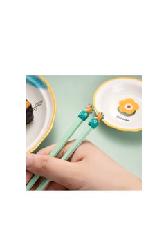 Excefore Chopsticks for Kids, 3 Pairs Kids Students Lightweight Chopstick, Cute with Dinosaur Head, Non-Slippery Indented Tips, Easy to Use and Clean, 8.1"/207mm Long  - Image 2
