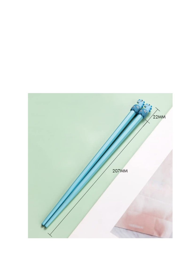 Excefore - Chopsticks for Kids, 3 Pairs Kids Students Lightweight Chopstick, Cute with Dinosaur Head, Non-Slippery Indented Tips, Easy to Use and Clean, 8.1"/207mm Long - Image 1