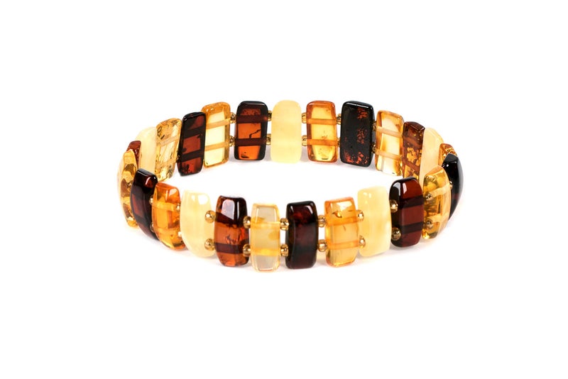 AMBERAGE Natural Baltic Amber Stretch Bracelet for Women - Hand Made from Polished/Certified Baltic Amber Beads - Image 5