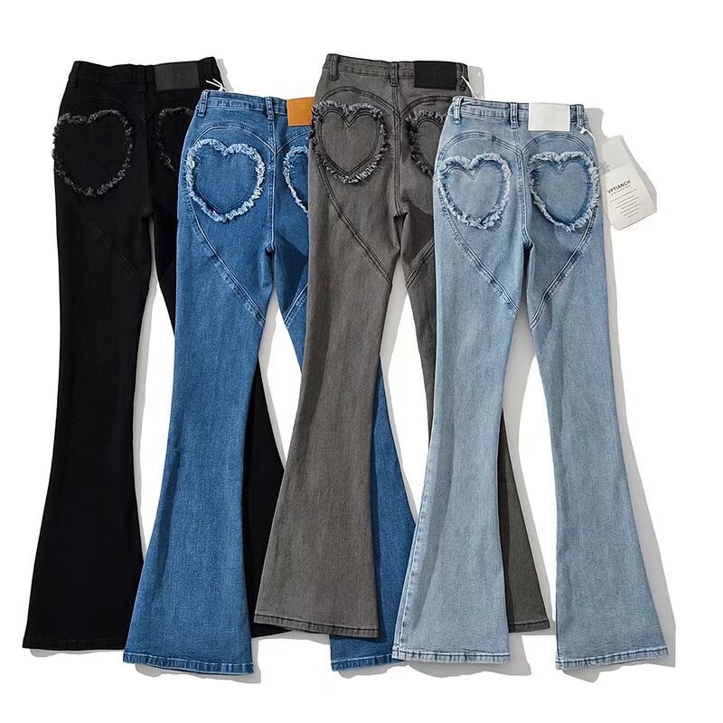 Style High Waist Stretch Skinny Jeans Slim Fit Slimming Trousers Micro Flared Pants Peach Hip Love - Image 2