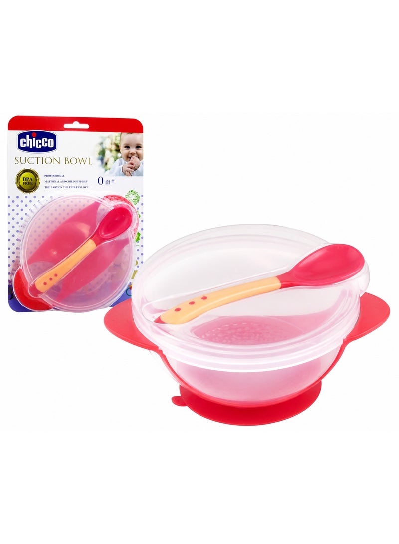 شيكو طقم وعاء تغذية للأطفال CHICCO مع قاعدة شفط وملعقة وغطاء، لون وردي، مناسب للرضع من عمر 0+ شهر - Image 2