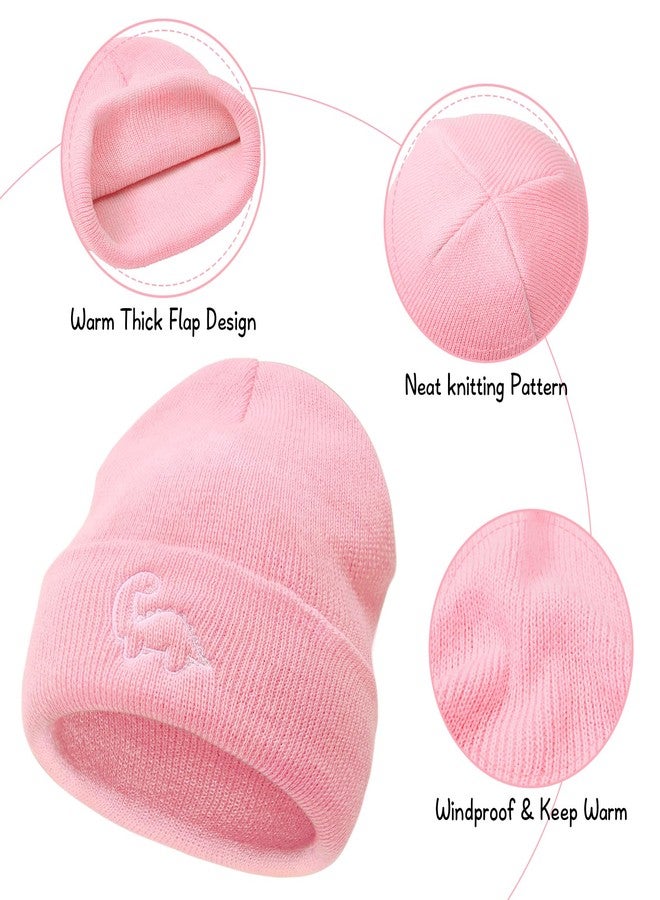Durio 3 Pack Baby Beanie Cute Icon Baby Toddler Winter Hat for Boys Girls Warm Infant Toddler Beanie Baby Girl Hats Cap for 0-3 Years Khaki & Pink & White One Size - Image 5