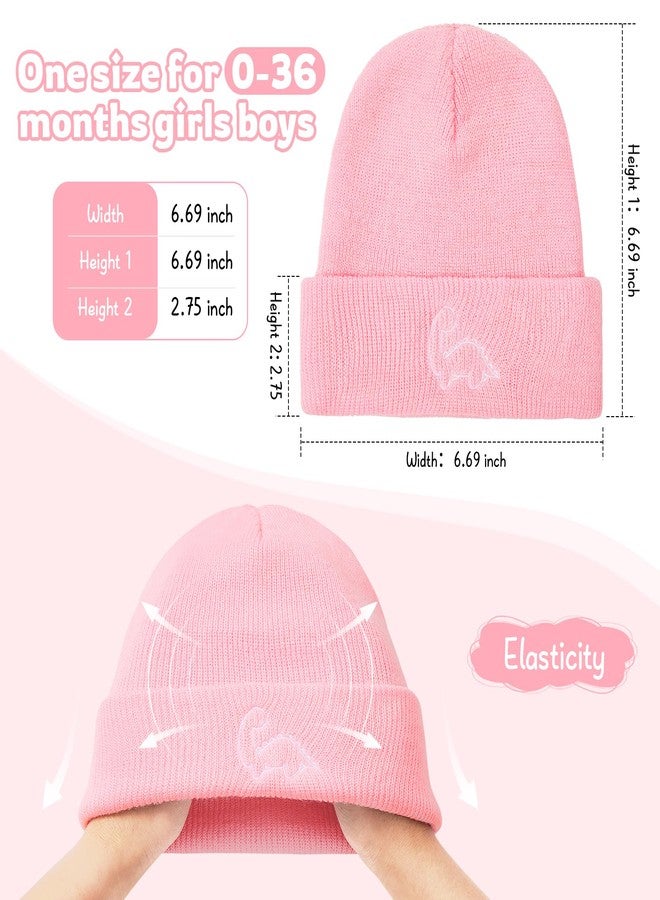 Durio 3 Pack Baby Beanie Cute Icon Baby Toddler Winter Hat for Boys Girls Warm Infant Toddler Beanie Baby Girl Hats Cap for 0-3 Years Khaki & Pink & White One Size - Image 4