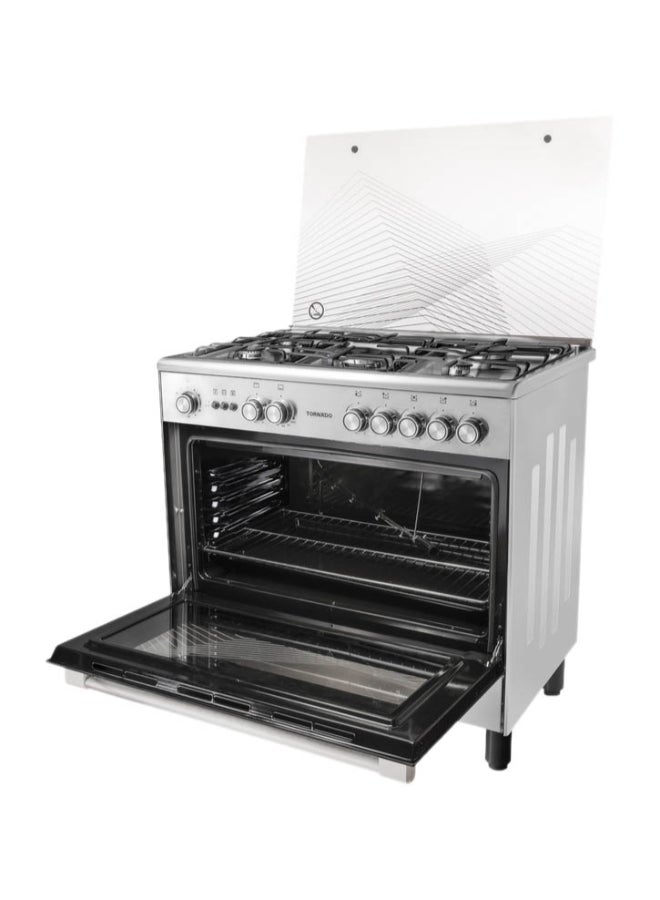 TORNADO 90x60cm Freestanding Cooker, Full Gas Cooking Range with 5 Burners, Automatic Ignition & Full Safety, Cooling Fan, Stainless Steel Finish, Separate Knob - Image 3