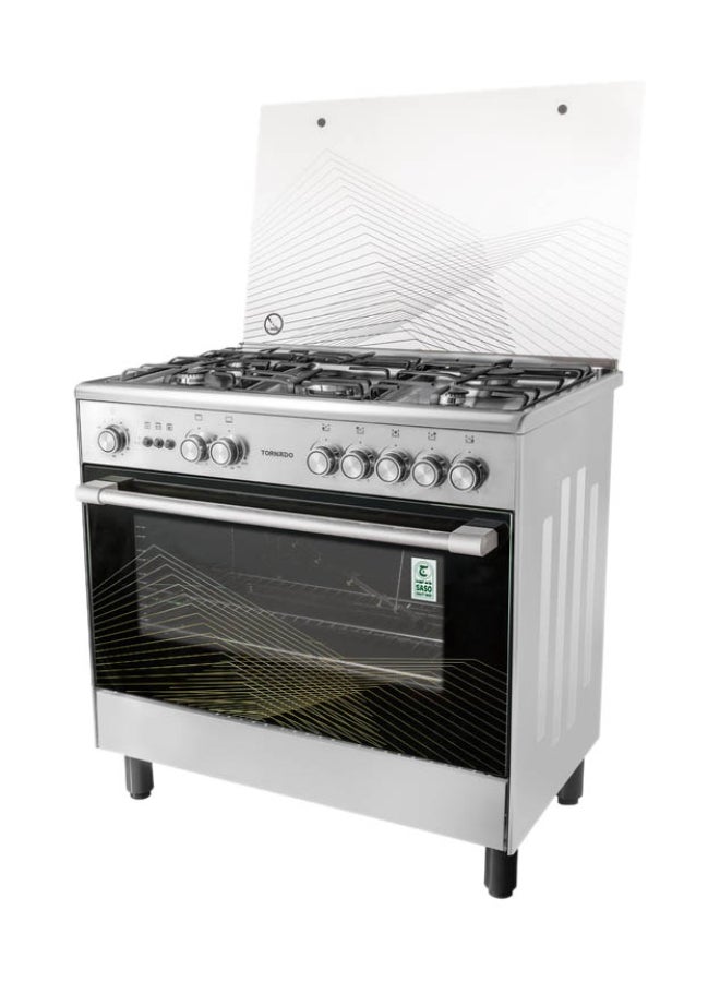 TORNADO 90x60cm Freestanding Cooker, Full Gas Cooking Range with 5 Burners, Automatic Ignition & Full Safety, Cooling Fan, Stainless Steel Finish, Separate Knob - Image 2