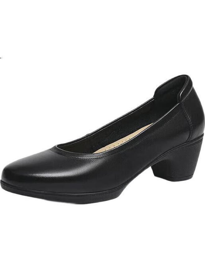 Red Dragonfly Thick Heel Single Shoes Women'S Spring Commuter Professional Leather Shoes Soft Bottom Women'S Shoes Wbb152031 Black 38 - Image 2