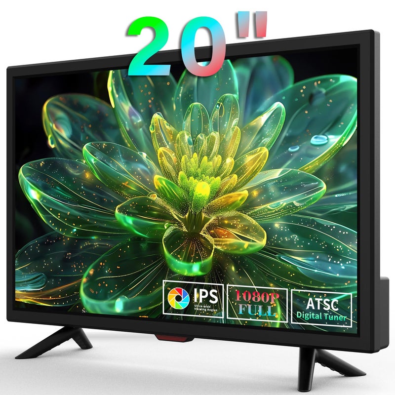 Jexiop TV 20 inch,Full Viewing Angles 1080P HD,Small Kitchen Wall-Mounted Digital TV-HDMI/USB Ports-Dual Power DC-12V& AC Adapter Inputs for Your Caravan & Bedroom - Image 1