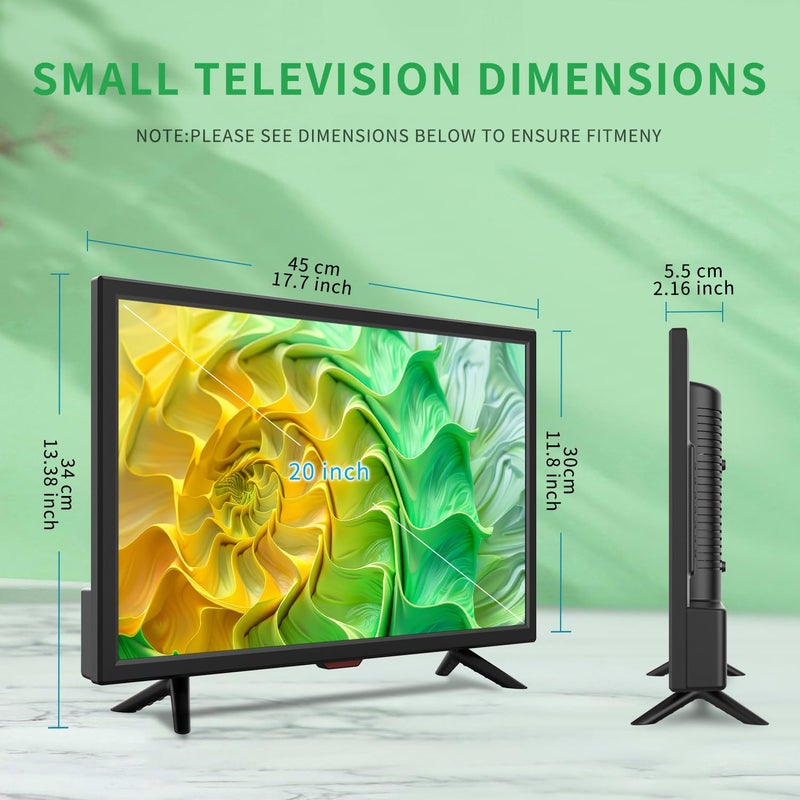 Jexiop TV 20 inch,Full Viewing Angles 1080P HD,Small Kitchen Wall-Mounted Digital TV-HDMI/USB Ports-Dual Power DC-12V& AC Adapter Inputs for Your Caravan & Bedroom - Image 4