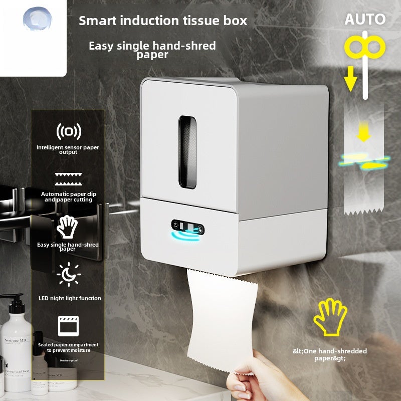 Intelligent induction tissue box automatic paper discharge machine electric wall-mounted roll paper toilet paper box toilet toilet tissue machine(Brown battery version) - Image 3