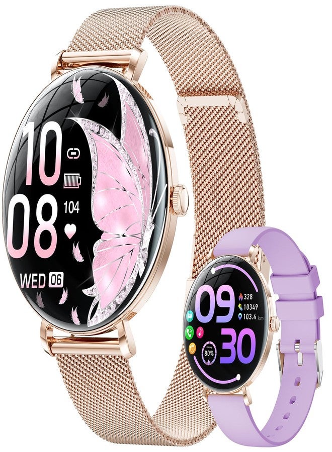 لييج ساعات LIGE الذكية للنساء مع ميزة الرد على المكالمات: ساعة ذكية بشاشة AMOLED مقاس 1.43 بوصة متوافقة مع أجهزة Android وiPhone، مقاومة للماء، جهاز تتبع اللياقة البدنية للنساء مع مراقبة معدل ضربات القلب/النوم/120 وضعًا رياضيًا/عداد خطوات - Image 1