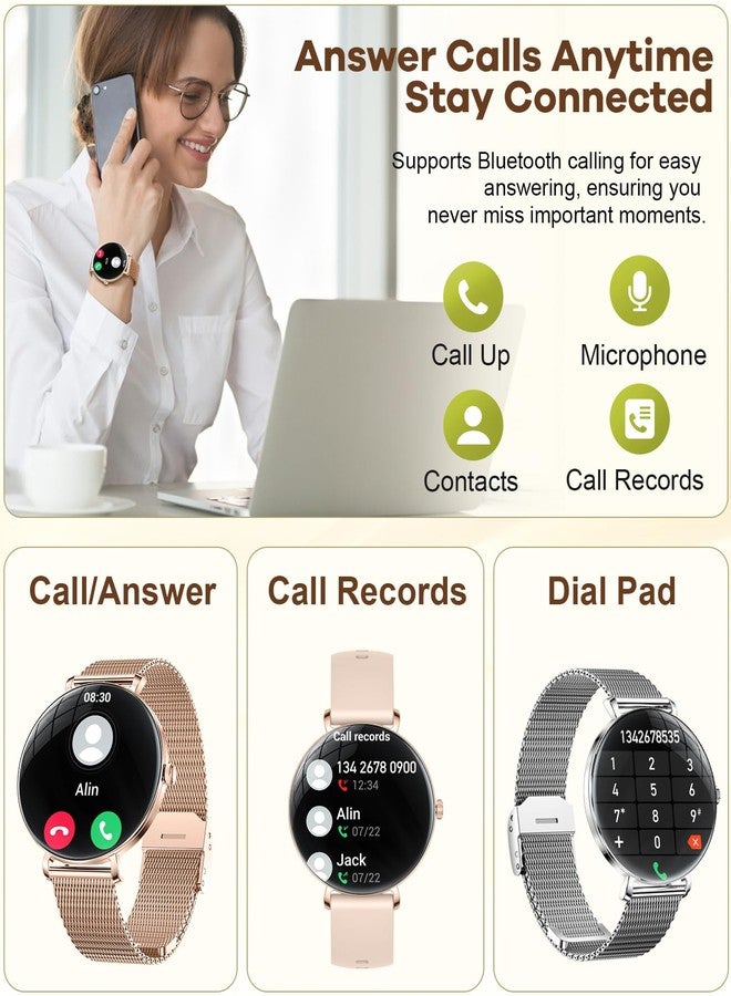 لييج ساعات LIGE الذكية للنساء مع ميزة الرد على المكالمات: ساعة ذكية بشاشة AMOLED مقاس 1.43 بوصة متوافقة مع أجهزة Android وiPhone، مقاومة للماء، جهاز تتبع اللياقة البدنية للنساء مع مراقبة معدل ضربات القلب/النوم/120 وضعًا رياضيًا/عداد خطوات - Image 3