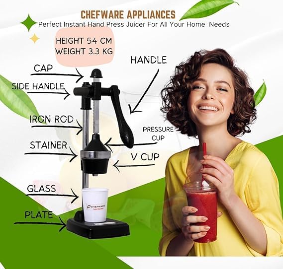 Shopsidex SHOPSIDEX Manual Fruit Juicer Hand Press Citrus Cold Press Juice Machine for Home Made Instant Guest Serving Drink - Image 4
