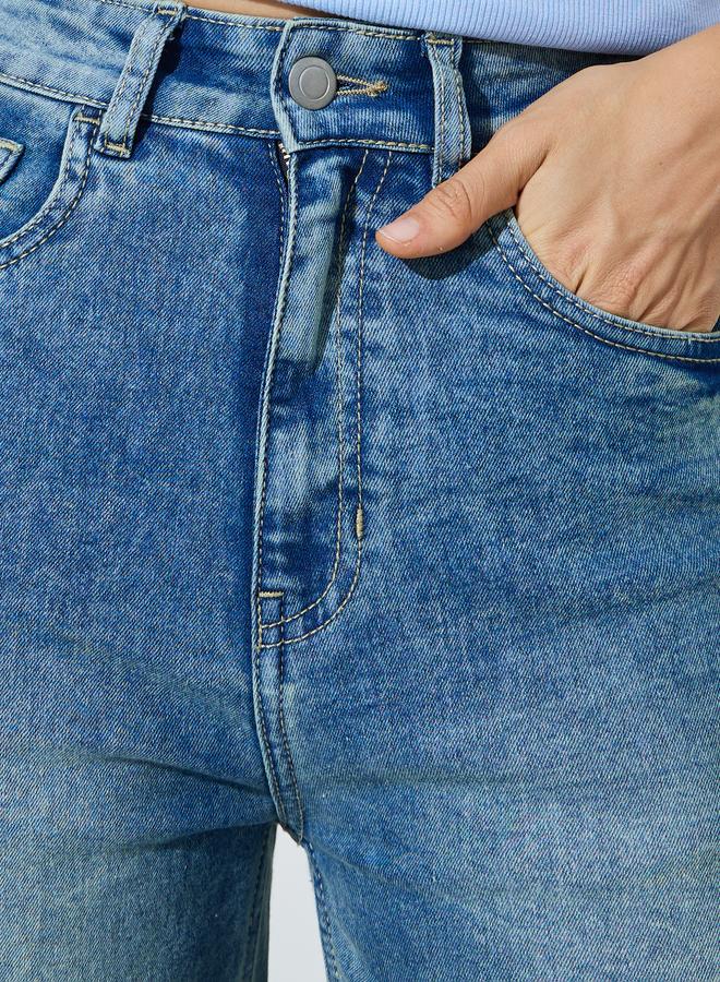 Styli Blue Super Stretch Twill Cotton Wide Leg Jeans - Image 3