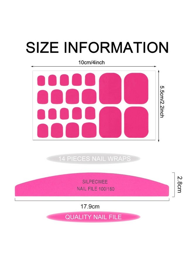 SILPECWEE Toe Nail Stickers Full Nail Wraps Red Solid Color Toenail Polish Strips For Women Self Adhesive Toe Stickers Polish Gel Toenails Stickers With 1Pc Nail File (20 Sheets) - Image 3