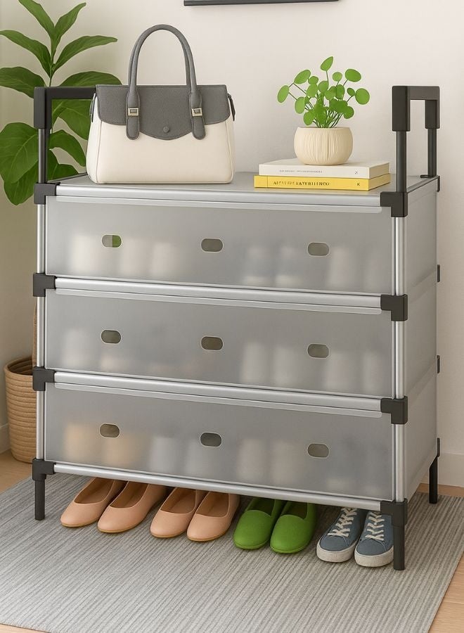 RACK STORE 4-Tier Closed Cupboard Shoe Rack –  Shoe Organizer for Entryway and Bedroom |  Dust-Proof, Sturdy & Spacious Shoe Cabinet - Image 1