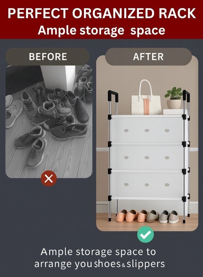 RACK STORE 4-Tier Closed Cupboard Shoe Rack –  Shoe Organizer for Entryway and Bedroom |  Dust-Proof, Sturdy & Spacious Shoe Cabinet - Image 5