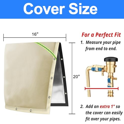 Joramoy Opening Backflow Preventer Pipe Insulation CoverIrrigation Sprinkler Valve CoverWater Well Pump CoverSturdy 5 Layers Hydrant Cover for Winter Freeze Protection - Image 3