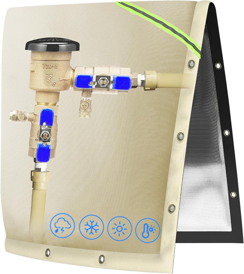 Joramoy Opening Backflow Preventer Pipe Insulation CoverIrrigation Sprinkler Valve CoverWater Well Pump CoverSturdy 5 Layers Hydrant Cover for Winter Freeze Protection - Image 2