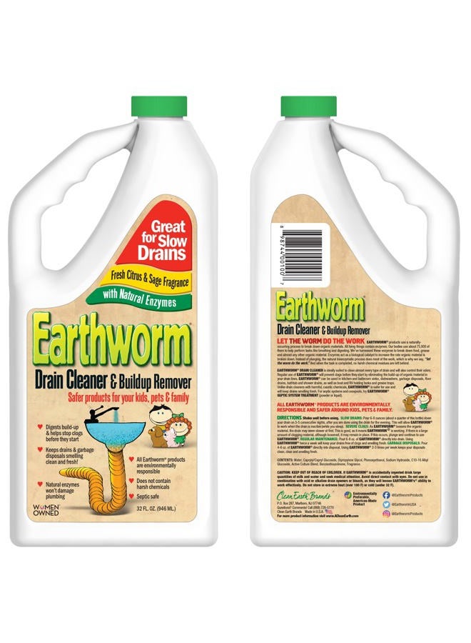 Earthworm Drain Cleaner - Drain Deodorizer - Natural and Safer for Families - Six (6) 32 oz Bottles - Image 2