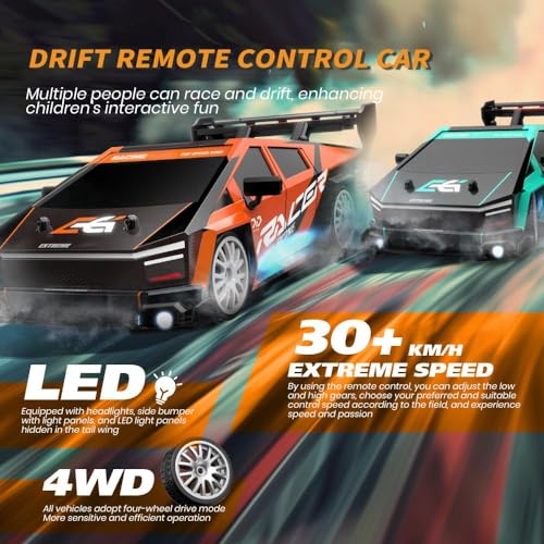 MICROMINI RC Drift Car 1:24 Scale 4WD High Speed|Remote Control Car with Rechargeable Battery & LED Light for Kids & Adults|Ideal Gifts for Birthday & Special Occasions (Tesla-O) - Image 3