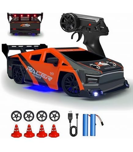 MICROMINI RC Drift Car 1:24 Scale 4WD High Speed|Remote Control Car with Rechargeable Battery & LED Light for Kids & Adults|Ideal Gifts for Birthday & Special Occasions (Tesla-O) - Image 5