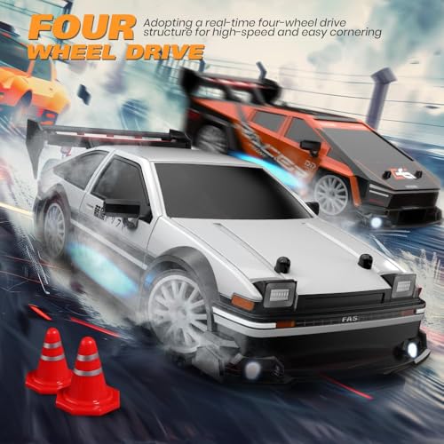 MICROMINI RC Drift Car 1:24 Scale 4WD High Speed|Remote Control Car with Rechargeable Battery & LED Light for Kids & Adults|Ideal Gifts for Birthday & Special Occasions (Tesla-O) - Image 4