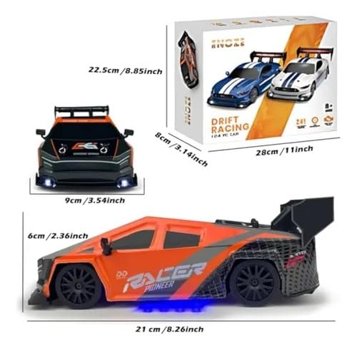 MICROMINI RC Drift Car 1:24 Scale 4WD High Speed|Remote Control Car with Rechargeable Battery & LED Light for Kids & Adults|Ideal Gifts for Birthday & Special Occasions (Tesla-O) - Image 2