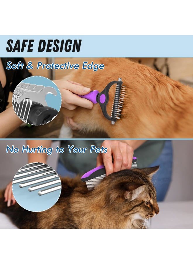 Docrok Dog Brush and Comb Combo, Dual Sided Dematting and Deshedding Dog Brush for Shedding, Dematting Comb Deshedding brush Undercoat Rake Cat Comb for Long Haired Pet, Dogs and Cats, Gray - Image 4