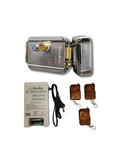 Navkar Systems Electronic Lock to Operate by Remote Mobile App for Metal Gate Metallic finish Multi