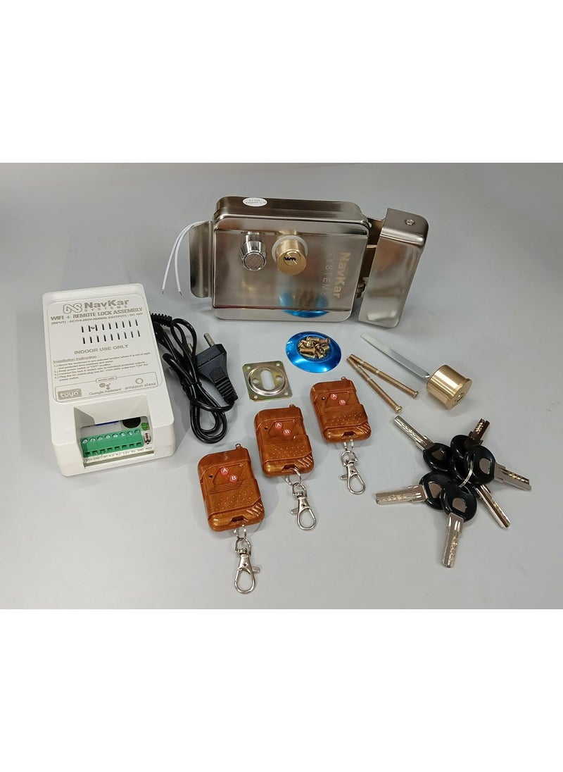 NAVKAR SYSTEMS Navkar Systems Electronic Lock to Operate by Remote Mobile App for Metal Gate Metallic finish Multi  - Image 2