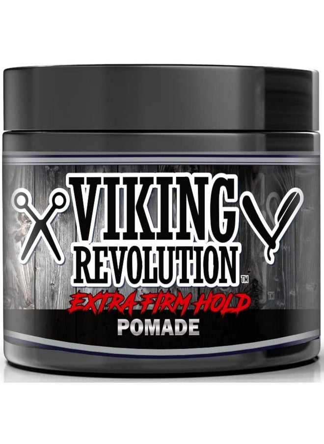 Viking Revolution - Extreme Hold Pomade For Men - Style & Finish Your Hair - Extra Firm,Strong Hold & High Shine For Men’S Styling Support - Water Based Male Grooming Product Is Easy To Wash Out, 4Oz - Image 1