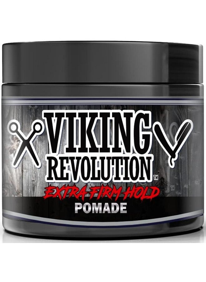 Viking Revolution - Extreme Hold Pomade For Men - Style & Finish Your Hair - Extra Firm,Strong Hold & High Shine For Men’S Styling Support - Water Based Male Grooming Product Is Easy To Wash Out, 4Oz - Image 1