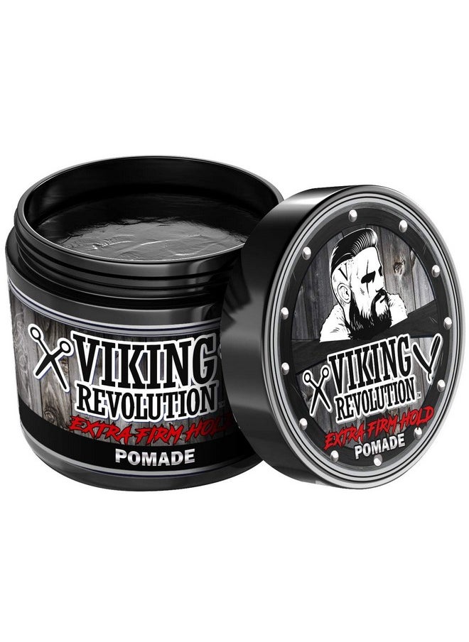 Viking Revolution - Extreme Hold Pomade For Men - Style & Finish Your Hair - Extra Firm,Strong Hold & High Shine For Men’S Styling Support - Water Based Male Grooming Product Is Easy To Wash Out, 4Oz - Image 1