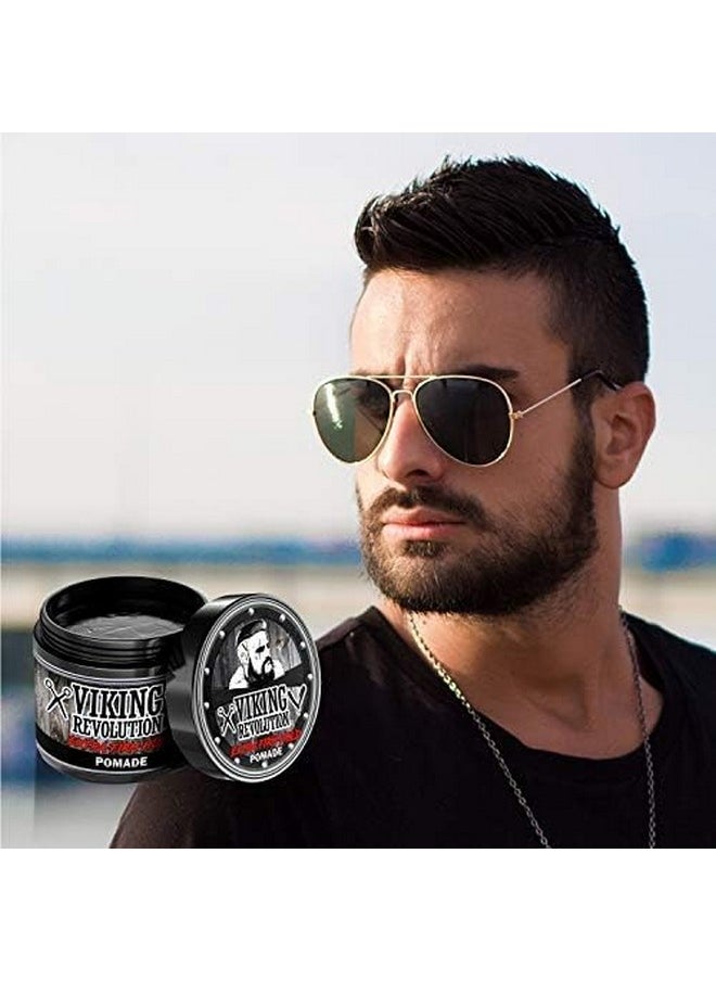 Viking Revolution - Extreme Hold Pomade For Men - Style & Finish Your Hair - Extra Firm,Strong Hold & High Shine For Men’S Styling Support - Water Based Male Grooming Product Is Easy To Wash Out, 4Oz - Image 1
