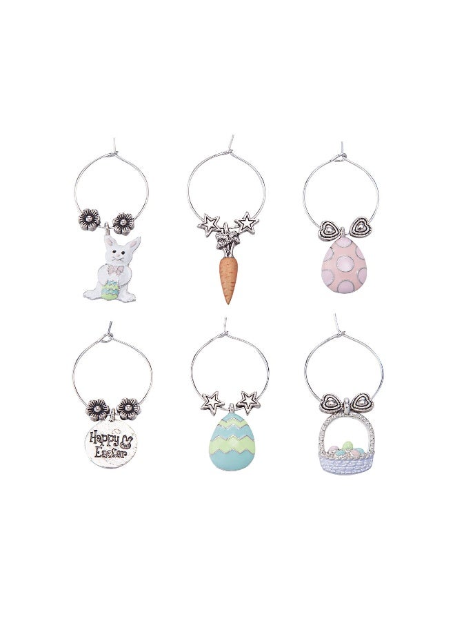 Wine Things EGGxellent Easter Wine Charms, Zinc Alloy Wine Glass Tags for Stem Glasses, Drink Markers Identifiers for Parties, Tastings, and Entertaining, Multicolor, Set of 6 - Image 3