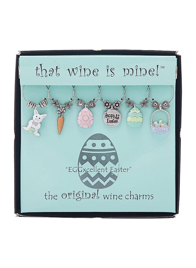 Wine Things EGGxellent Easter Wine Charms, Zinc Alloy Wine Glass Tags for Stem Glasses, Drink Markers Identifiers for Parties, Tastings, and Entertaining, Multicolor, Set of 6 - Image 2