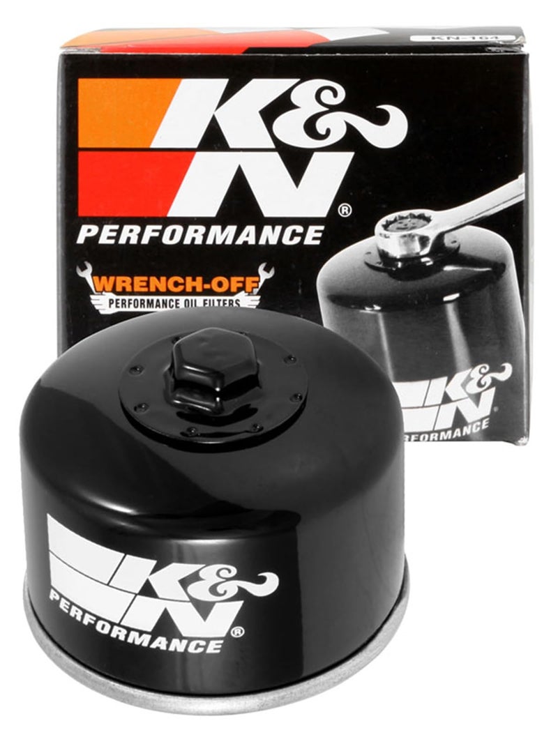 K&N Motorcycle Oil Filter: High Performance, Premium, Designed to be used with Synthetic or Conventional Oils, Wrench Off Nut: Fits Select Yamaha, Kymco Vehicles, KN-147 - Image 1